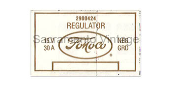 [09356-3] DECAL - VOLTAGE REGULATOR 1958-61