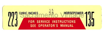 [09350-6] DECAL 223/135 HP 1961-62
