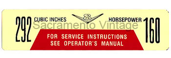 [09350-7] DECAL 292/160 HP 1961-64