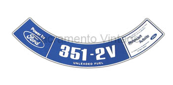 [09350-34] DECAL 351 2V UNLEADED FUEL 1977