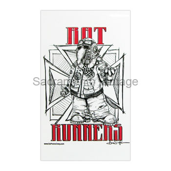 [02860] DECAL- AARON HAGAR RAT RUNNER GARAGE- 3" x 5" on white