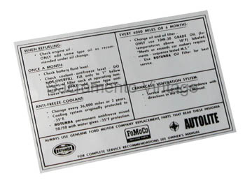 [09348] DECAL- SERVICE SPECIFICATIONS 1965-66