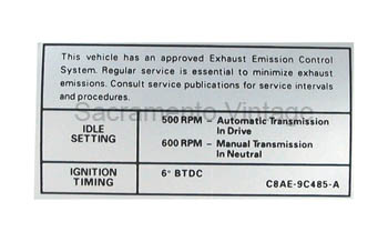 [09352-20] DECAL-EMISSION 300 1V AT/MT 1968