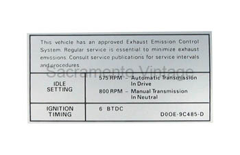 [09352-25] DECAL-EMISSION 302 2V AT/MT 1970 BEFORE 10-1