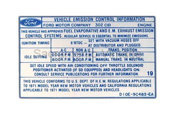 [09352-32] DECAL-EMISSION 302 2V AT/MT 1971