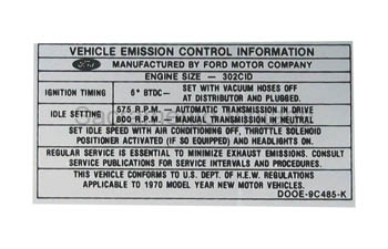 [09352-27] DECAL-EMISSION 302 2V M/T 1970 AFTER 01-1