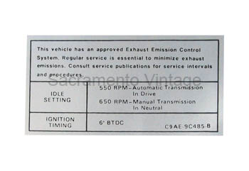 [09352-24] DECAL-EMISSION 302/360/390 AT/MT 1969