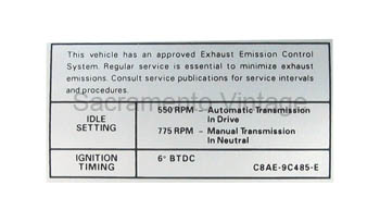 [09352-21] DECAL-EMISSION 330 2V AT/MT 1968-69