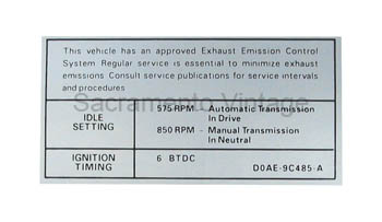 [09352-28] DECAL-EMISSION 351 2V AT/MT 1970 BEFORE 10-1