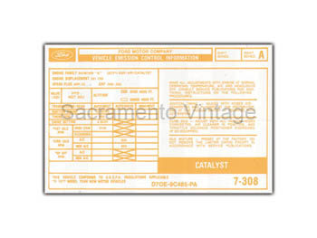 [09352-43] DECAL-EMISSION 351 A/T 1977