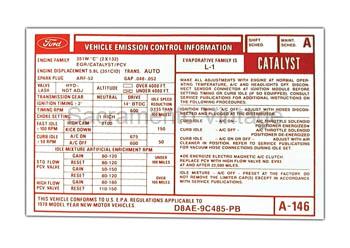 [09352-46] DECAL-EMISSION 351 W A/T 1978
