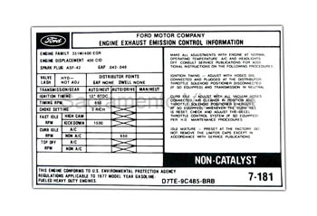 [09352-44] DECAL-EMISSION 400 A/T 1977