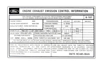 [09352-42] DECAL-EMISSION 460 1976