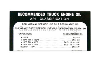 [09360-30] DECAL-GLOVE BOX OIL PSI 1965-72