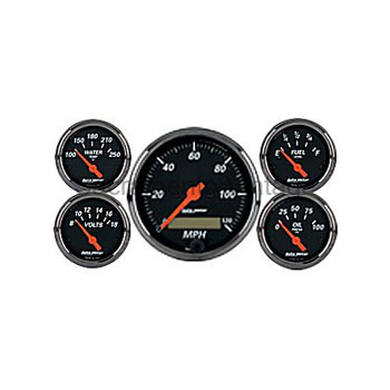 [AM1402] DESIGNER BLACK GAUGE SET 3 1/8 ELEC SPEEDO by AUTO METER