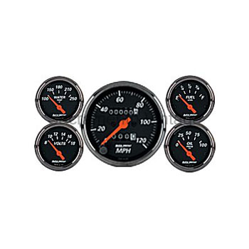 [AM1400] DESIGNER BLACK GAUGE SET 3 1/8 MECH SPEEDO by AUTO METER