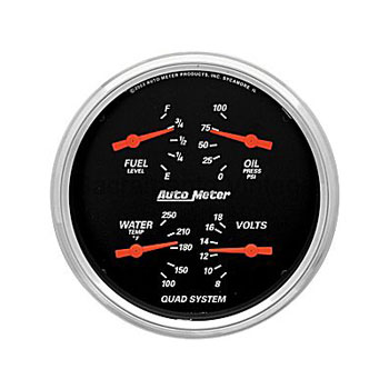 [AM1410] DESIGNER BLACK QUAD GAUGE 5 IN. FUEL/OIL/WATER/VOLTS by AUTO METER