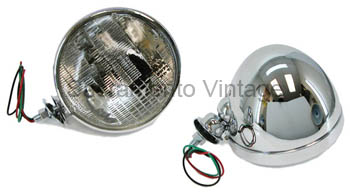 [13200] DIETZ STYLE HEADLAMPS- CHROME SEALED BEAM BULBS 7 INCH DIAMETER 