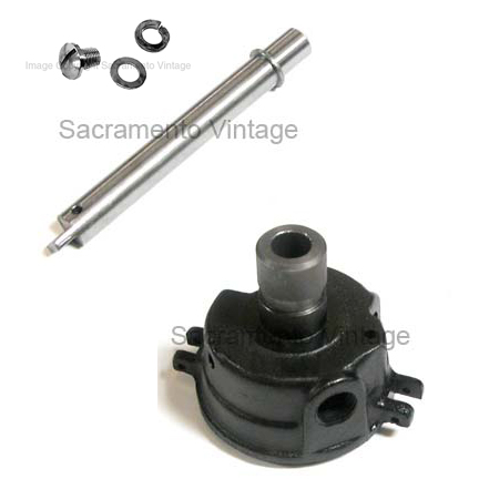 [00610-00] DISTRIBUTOR HOUSING & SHAFT- NEW 1928-31 WITH SHAFT BUSHINGS INSTALLED AND REAMED, DRILLED SHAFT AND CAM SCREW.