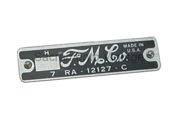 [07864-2] DISTRIBUTOR METAL TAG- 1949-53 FOR CAST HOUSING