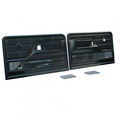 [208536-1] DOOR PANELS-  XLT  BLACK W/ CHROME ACCENTS   LEFT & RIGHT 1973-79