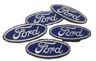 [PATCH-1005] EMBROIDERED PATCHES- MINI FORD OVALS (SET OF 5) 1" X 2-1/4"