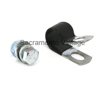 [07079-12] EMERGENCY BRAKE CABLE CLAMP AND BOLT 1953-56