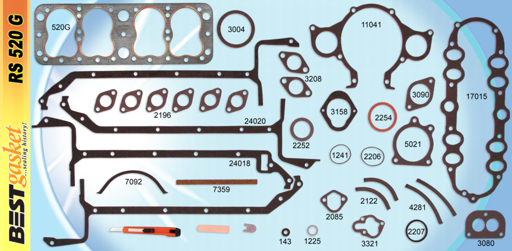 [05353-60] ENGINE GASKETS- 1937-40 60 HP OVERHAUL GASKETS 17 STUD GRAPHTITE