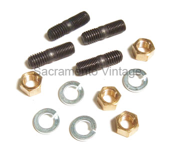 [05665] EXHAUST PIPE TO MANIFOLD STUDS (4) 1937-48 STUDS, NUTS, L/W 12PCS