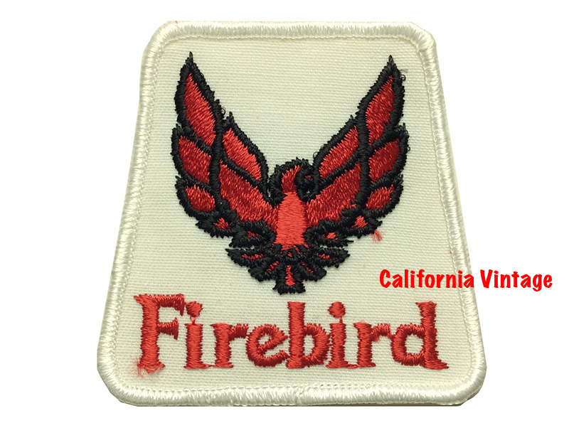 [PATCH-FIREBIRD] FIREBIRD EMBROIDERED PATCH 2-1/2 X 3 WHITE SQUARE WITH RED AND BLACK BIRD RED LETTERING