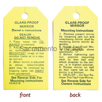[08593-2] FORD GLARE PROOF MIRROR INST TAG 1950-56