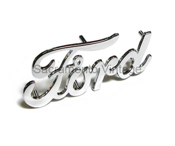 [06253-2] FORD SCRIPT- 4" CHROME WITH PINS