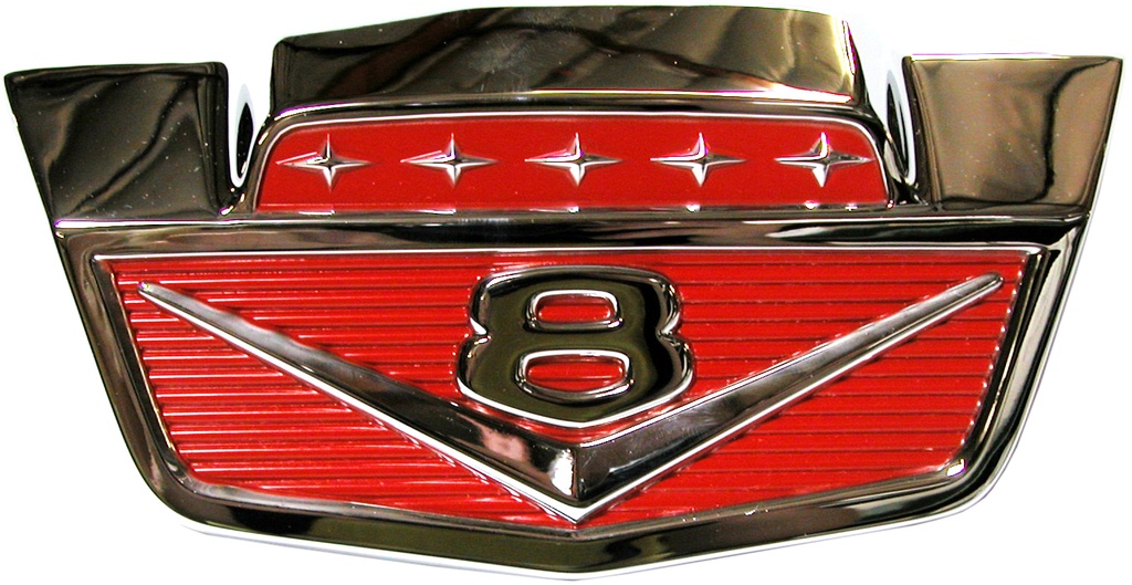 [08156-5] FRONT HOOD ORNAMENT V8 1965-66