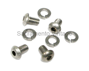 [08426-4] FRONT BED PANEL UPPER BUTTON HEAD SCREWS- PLAIN STAINLESS 1950-72