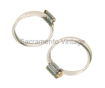 [05835-4] FUEL HOSE CLAMPS-  -S-O-L-D-  O-U-T- (2) WORM DRIVE stainless 1953-72