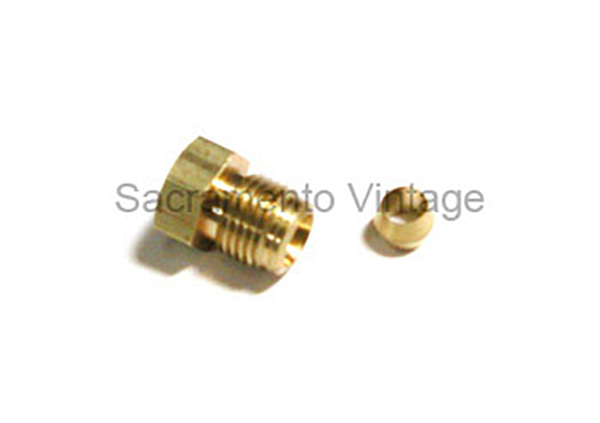 [00507-2] FUEL LINE BRASS FITTING LARGER 9/16" HEAD 1/2-20unf 1928-31