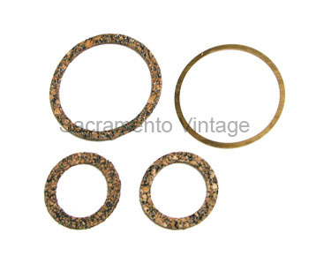[00493-3] GAS GAUGE GASKET SET- RUBBERIZED CORK WITH SLIP RING - 4 PCS  1928-31