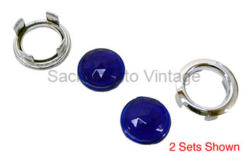 [06137-7] GLASS BLUE DOT (1) & CHROME RING (1)