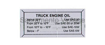 [08593] GLOVE BOX DOOR DECAL- engine oil 1953-56