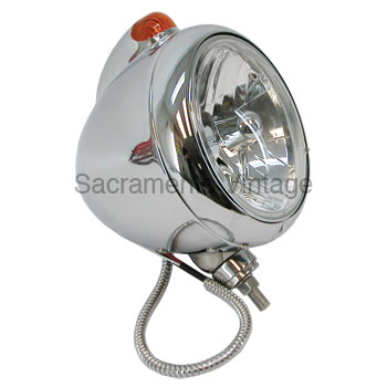 [13200-16-C] GUIDE STYLE HEADLAMP HALOGEN CHROME, AMBER MARKER LENS