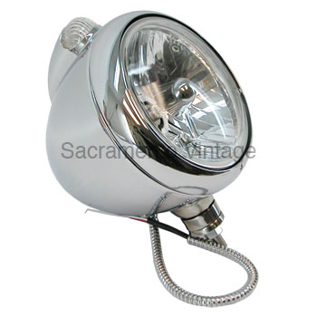 [13200-14-C] GUIDE STYLE HEADLAMP HALOGEN CHROME,CLEAR MARKER LENS