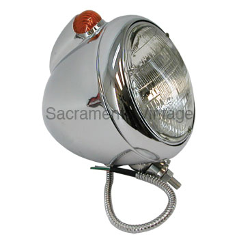 [13200-12-C] GUIDE STYLE HEADLAMP SEALED BEAM CHROME,AMBER MARKER LENS