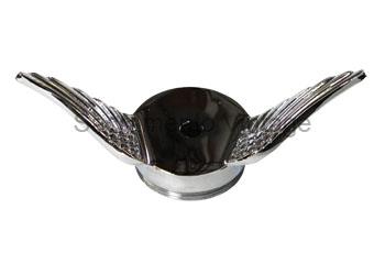 [03658-1] GULL HIGH WING RADIATOR CAP- CHROME DRILLED 5-3/4" SPAN 1909-27