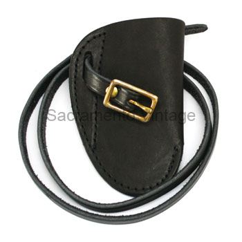 [03365] HAND CRANK HOLDER- BLACK LEATHER WITH BRASS BUCKLE
