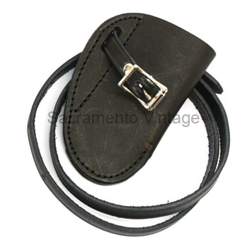 [03365-1] HAND CRANK HOLDER- BLACK LEATHER WITH NICKLE BUCKLE