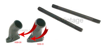 [00211-CM] HEAD STUDS- (2) WATER OUTLET GRADE 8 CHROME MOLY 1928-31 5-3/4" LONG