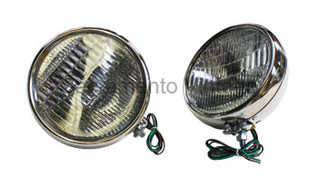 [00698-9-12] HEADLAMPS- POLISHED S/S QUARTZ HALOGEN W/TURN SIGNALS 1930-31