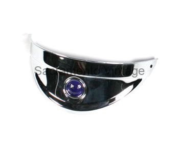 [13188-1] HEADLIGHT VISOR (EYEBROW)- 7-1/2" Chrome Plated w/Blue Dot