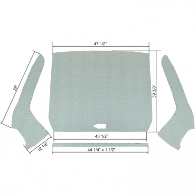 [08638-P] HEADLINER 1957-60 PERFORATED/GRAY SMALL WINDOW