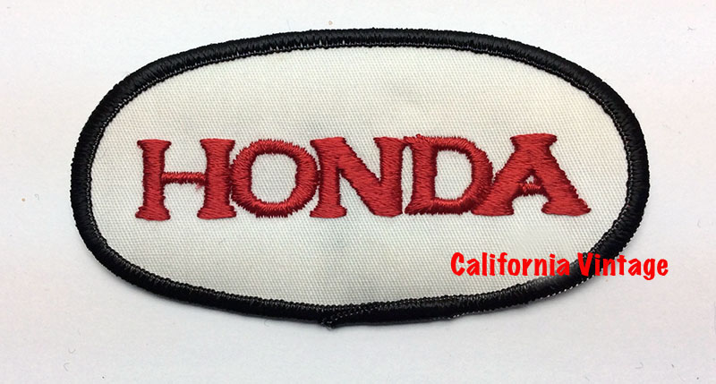 [PATCH-HONDA] HONDA EMBROIDERED PATCH 4 X 2 WHITE OVAL BLACK TRIM WITH RED LETTERING